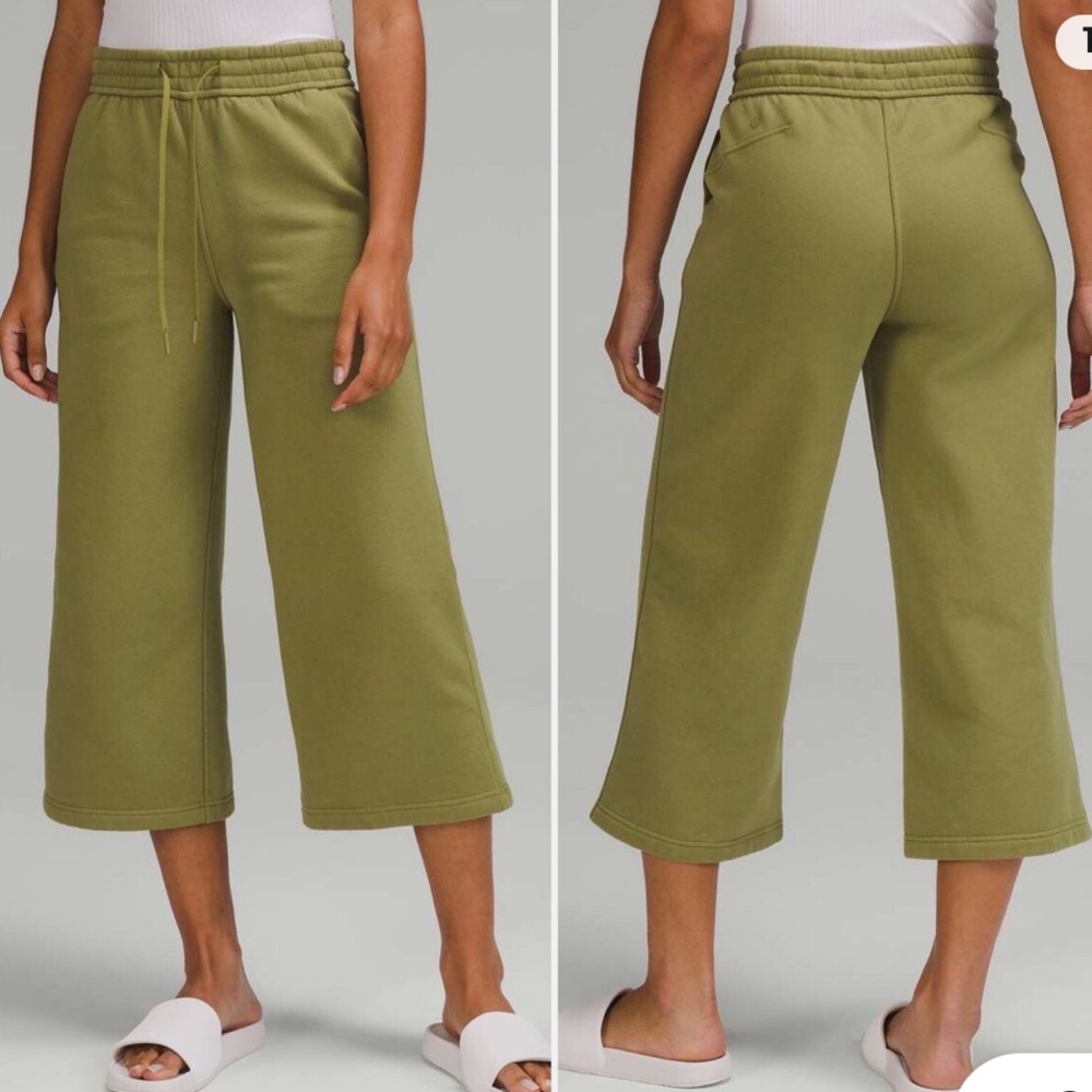 NWT Lululemon Loungeful High Rise Wide Leg Crop Bronze Green 8